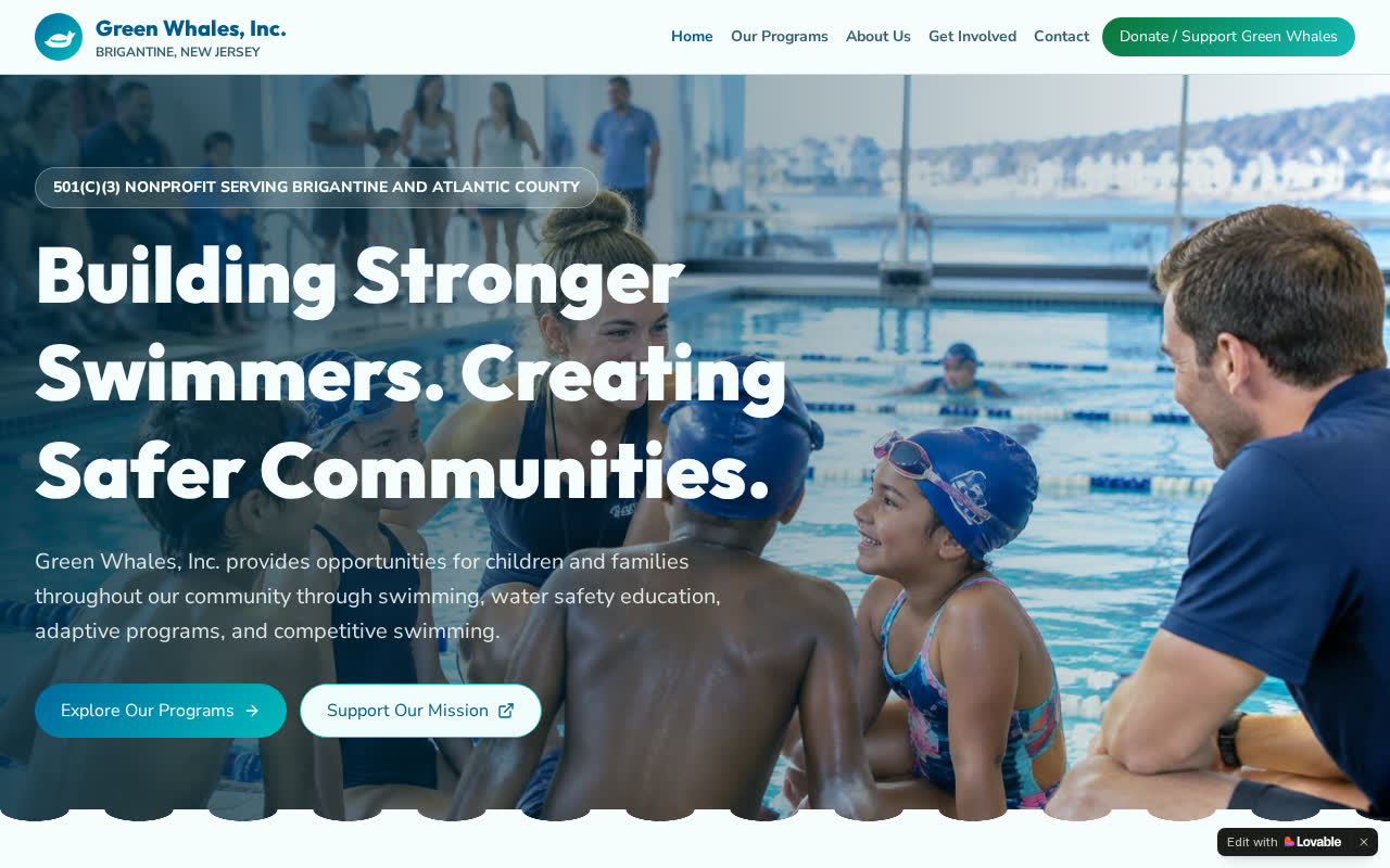 Homepage of the Green Whales, Inc. website